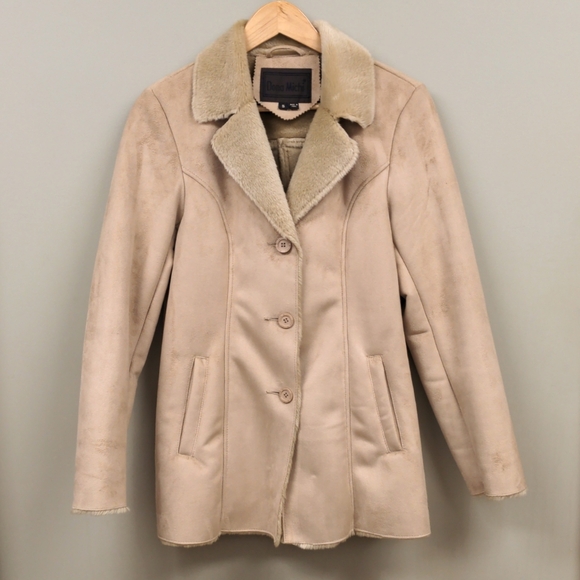 NWOT Dona Michi Suede Faux Fur Lined Button Up Jacket Size Small - Picture 2 of 9